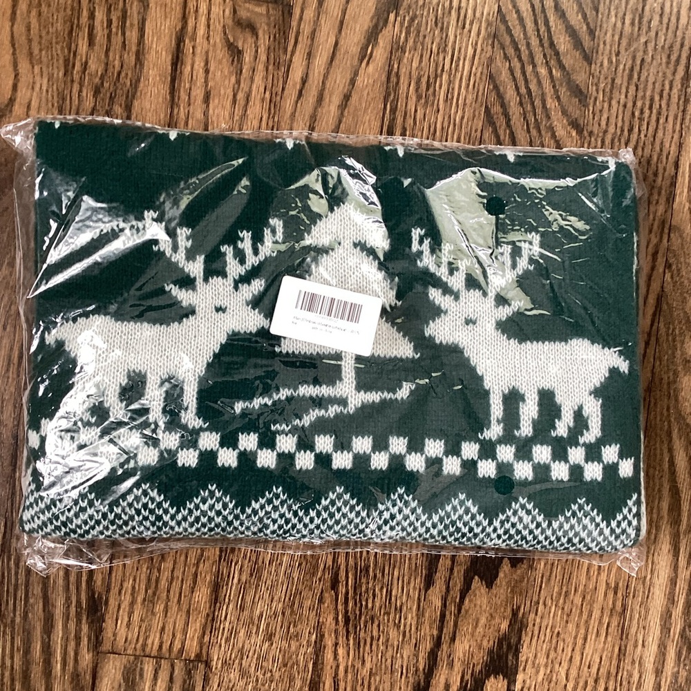 Allwind chunky Christmas Reindeer Winter Scarf green white - Picture 2 of 5